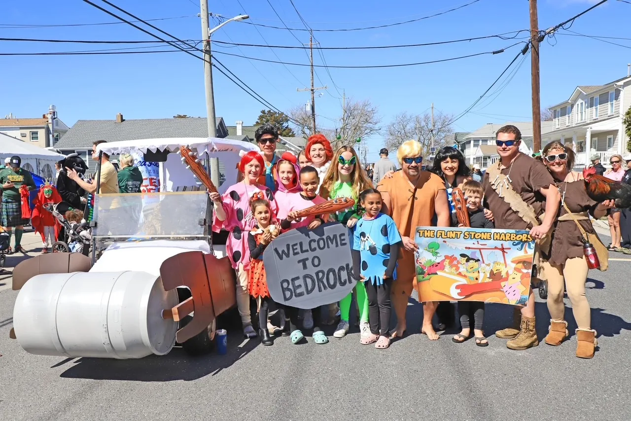 A family dressed as the Flinstones for the Stone Harbor Shiver.